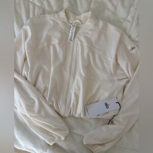 Alo Yoga Tie Breaker Jacket Medium Ivory $138 Retail